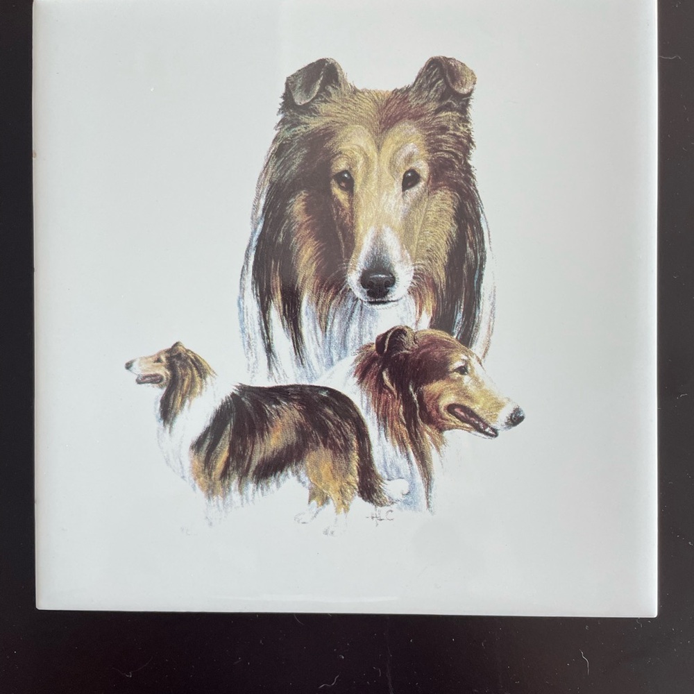 Vintage Collie Dog Tile- Tilecrafts USA ceramic Wall Art